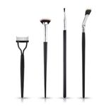 4pcs Mascara Fan Brushes Set, Folding Angle Scalloped Lash Brush and Eyelash Comb for Natural Lifted Eyelash Separator Eyebrow Applicator to Prevent Clumping Makeup Cosmetic Tools