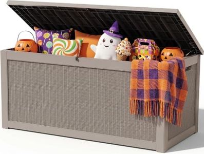 Outdoor Storage Box, 420 Gallon Waterproof Resin Deck Box with Support Rod | UV Resistant Lockable Package Delivery Bin, Shoe, Patio & Garden Tools Storage, Toy Cabinet, Ottoman, Indoor/Outdoor