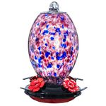 Muse Garden Hummingbird Feeders for Outdoors Hanging, Blown Glass Feeder - Gifts for Mom, Garden Backyard Decor, Unique Idea Women Mothers Day, 27OZ, Purple Polka Dots