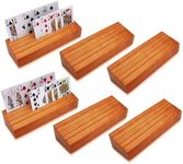 Card Deck Stand Set of 6, Playing Cards Holder for Kids Elder, Wood Holder Racks Tray for Organizing Cards on Game Bridge Card Holders Adults Card Deck for Kids Card Tables for Adults (orange 6set)