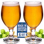 CRYSTALIA Premium Beer Glasses, Set of 6, 400ml Beer Glass 100% LEAD FREE Stemmed Beer Glasses, Belgian IPA Beer Tasting Glass, Beer Chalice Glass, Beer Goblets, Tulip Glasses Lager Glasses with Stem