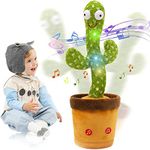 HILLSTAR Dancing Cactus Talking Toy, Cactus Plush Rechargeable Toy, Wriggle & Singing Recording Repeat What You Say Funny Education Toys for Babies Children Playing, Home Decorate (Cactus Toy)