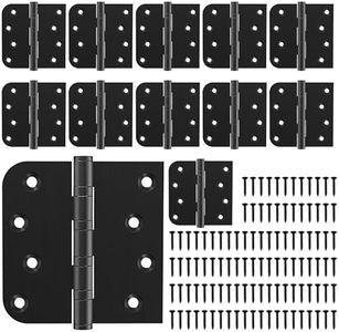 KOLET Ball Bearing Door Hinges, 4 x 4 Inches Black Door Hinges, Heavy Duty Stainless Steel Hinges, Square and 5/8'' Radius Corner, Smooth and Quiet, Non Removable Pin, Matte Black, 12 Pack