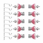 GRIVAN Stainless Steel & ABS Curtain Bracket Parda Holder with Support 1 Inch Rod Pocket Finials Designer Door and Window Rod Support Fittings, Curtain Rod Holder (Pair of 5 , Pink )