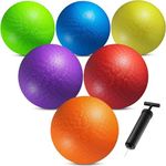 8.5 Inch Playground Balls For Kids & Adults - (pack Of 6) Inflatable Rubber Indoor Outdoor Bouncy Dodgeballs, Kickballs, Four Square Balls And Handballs For School, Gym, Recess And More With Ball Pump