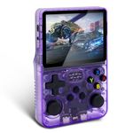 R36S Retro Handheld Game Console 3.5-inch IPS Screen Android 12 and Linux, R36S Gaming Console 64G TF Card Built-in 4500 Classic Games 3500 mAh Battery (Purple)