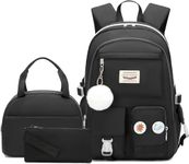 Classic Diamond School Backpack for Girls with Lunch Box Cute Backpacks for Girls Backpack Bookbag Backpacks for Teens (Black)