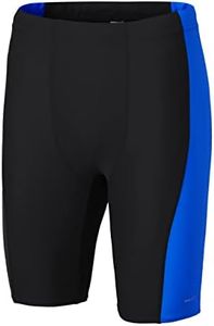 Willit Boys' Swim Jammers Youth Swimsuit Quick Dry Athletic Swimming Shorts UPF 50+ Black/Blue M