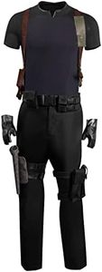 Taeyue Leon Scott Kennedy Costume de cosplay pour homme en cuir noir Game Leon S Kennedy Tenue d'Halloween Carnaval Fête Costume XL