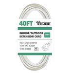 YOJOE 40 Foot White Outdoor Extension Cord - 16/3 SJTW Waterproof Extension Cable with 3 Prong Grounded Plug - 16 Gauge Extension Cord for Garden, Lawn, Yard Decorations Outdoor - UL Listed