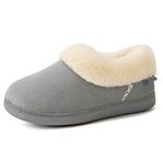 EverFoams Women's Cosy Warm Slippers Fluffy Faux Fur Microsuede Memory Foam Indoor Outdoor Closed-back Grey, 7-8 UK