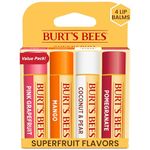 Burt's Bees 100% Natural Moisturizing Lip Balm, Superfruit, 4 Tubes in Blister Box