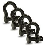 AYMMIC 3/4" D Ring Shackles,7/8" Removable Screw Pin,WLL:4.75 ton(10471Lbs),Use with Leash,Winch,for Vehicle Recovery and Towing in Trucks,Jeeps,4Pack, Black(4 Pack)