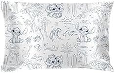 Jay Franco Disney Lilo and Stitch Satin Pillowcase - Standard Size 50x75 Silky Soft White Premium Pillow Cover