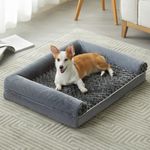 COZYCOIL Small Medium Dog Bed with Orthopedic Dog Beds Non-Skid Bottom, Dog Bed Medium Small with U Shape Bolster, Waterproof Washable Dog Bed Removable Cover, Soft Pet Dog Sofa Couch Bed, 71*58*16cm