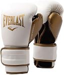 Everlast Powerlock2 Boxing Gloves White/Gold 14oz - Enhanced Performance and Style. Ideal Training Gloves for Boxing