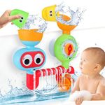 AIERRSON Baby Bath Toys for 1 2 3 +Year Old Boy Girl Birthday Gifts, Toddler Bath Toys Kids Bath Toys 6-12 Months Sensory Toys for Autism,Waterfall Water Toys with 2 Cup,2 Strong Suction Cups