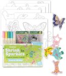 Grabie DIY Shrink Art Craft Kit Jewelry Making Kit for Kids Adults, 25+ Pre-Cut Shapes, 5 Dual-Tip Markers, Custom Charms, Pins, Rings, Keychains (Paws & Wings - Creative Freedom)