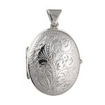 Designer Inspirations Boutique 35MM Wide EXTRA LARGE Victorian Foliate Engraved Pattern Oval Locket for Women/Teenager/Girls (Without Chain)- 925 Sterling Silver