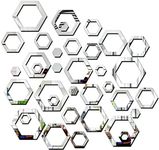 Bikri Kendra Ind - Hexagon Ring 36 Silver mirror stickers for wall, acrylic mirror wall decor sticker, wall mirror stickers, Acrylic Stickers, Wall Stickers (Hexa Ring)