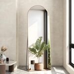 NEUWEABY Full Length Mirror 64"x21" Arched Mirror Full Body Mirror Gold Standing Arch Floor Mirror with Stand Hanging or Leaning Against Wall for Bedroom Entry, Living Room