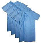 JayFord Easy Access Hospital Patient Gown Blue 4 Pack Cotton Blend, Reusable & Washable, Fashionable Patient Gowns, Back Tie, Fits All Sizes Comfortably - Hospital Gown (4 Pack)