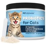 Pet Ultimates Probiotics for Cats – 20-Species Cat Probiotic Powder to Treat Diarrhea, Vomit & Cat Antibiotics Recovery – Cat Supplements to Enhance Digestion & Vitality – Cat Health Supplies (44 gr)