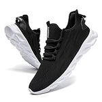 EGMPDA Women Walking Shoes Sport Athletic Sneakers Women Casual Breathable Running Shoes Gym Tennis Slip On Comfortable Lightweight Shoes for Jogging White Black US Size 10