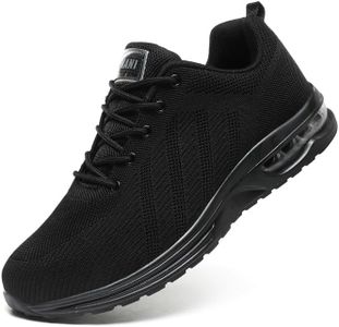 Hanani Chaussures de sécurité Homme Femme Basket de Securite Baskets Chantiers Embout Acier Respirant Chaussures de Travail Légère Amorti Confortable Anti-Perforation Noir EU44