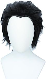 Linfairy Short Straight Cosplay Wig Halloween Costume Wig (black)