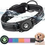 Ytanest Waterproof Airtag Dog Collar, Dog Collar with Apple Air Tag Holder, Reflective Dog Tracker Collar for Small Medium Large Dogs, Black, L