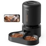 PETLIBRO Automatic Cat Feeder with Camera, 1080p HD Live Monitoring, Remote App Food Dispensing Dual Bowl, Two-Way Audio Interaction, AI Motion Detection, Black