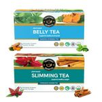 Teacurry Belly Tea & Slimming Tea Combo (1 Month Pack, 60 Tea Bags) - Supports with Flatter Tummy and Overall Weight Management. - 100% Natural