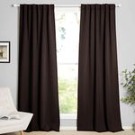 NICETOWN Rod Pocket Blackout Curtains - Energy Smart Back Tab Curtain Panels for Living Room, 52-in Wide by 84-in Long, Toffee Brown, 2 Panels