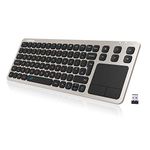 Arteck 2.4G Wireless Touch TV Keyboard with Easy Media Control and Built-In Touchpad Solid Stainless Steel Ultra Compact Full Size QWERTY UK Layout Keyboard for TV-Connected Computer, Smart TV, HTPC