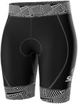 SLS3 Triathlon Shorts Women, Slim Athletic Fit - Womens Tri Shorts for All Abilities, Super Comfy with Soft Chamois Pad (Mono Outline, X-Large)