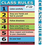 School Smarts 17” X 22 Laminated Class Rules Wall Poster for Preschool & Elementary School Kids, Large Durable Display of Class Guidelines for Use in Homeschool or Classroom Settings