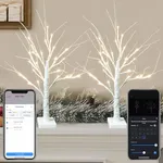 2Pack 2FT Smart Birch Tree with LED Lights - APP Controlled, 18 Modes, Dimmable, Timer, Music Sync, Warm White LED for Indoor Christmas Decorations Tabletop Centerpiece, Wedding Valentine’s Day Decor