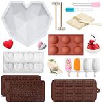 Silicone Baking Mold Set, Big Diamond Heart Cake Mold, Hot Chocolate Bombs Mold, Letter Number and Mold, 6 Holes Semi Sphere Molds, 8 Cavities Heart Mold, Popsicle Mould for Making Candy