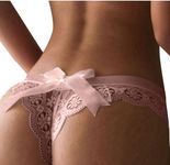 ROSVAJFY Women’s Sexy Lace Panties Bowknot Thongs Ladies Underwear Cheeky Tanga Low Rise Floral Lace Knicker See Through Hipster Bikini Briefs G-String (UK, Alpha, L, Regular, Regular, Pink)