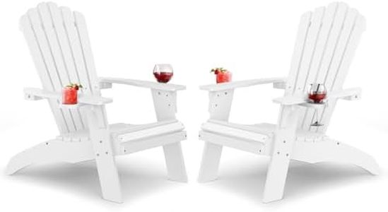 Upstreman Home Oversized Adirondack Chair Set of 2, Outdoor Fire Pit Chair with 2 Cup Holders, Adirondack Patio Chair Weather Resistant for Outside, Porch, Lawn, Garden- A1 Max(White)