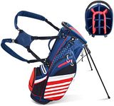 BOBOPRO Golf Stand Bag, Lightweight 14 Way Top Dividers Golf Carry Bag with 8 Pockets, USA Stars & Stripes Golf Bag for Golf Club Golf Cart for Men & Women