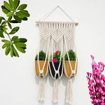 ecofynd Cotton Plant Hanger | Indoor Outdoor Handmade Hanging Planter Flower Pot Holder, Boho Style Decorative Rope for Home, Porch, Balcony, Window (Ivory, Pack of 1)