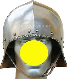 Queen Armour Medieval Open Face German Sallet Helmet Roman Spartan Silver German Gladiator Burgonet Helmet