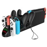 Controller Charger Station Compatible with Nintendo Switch/Switch OLED & for Pro Controller, 6 In 1 Desktop Charging Dock Compatible with Joycons, Charger Compatibe with Pro Controllers with USB 2.0 Plug and USB 2.0 Ports