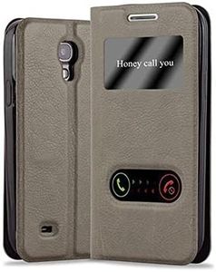 Cadorabo Funda Libro para Samsung Galaxy S4 en MARRÓN Piedra - Cubierta Proteccíon con Cierre Magnético, Función de Suporte y 2 Ventanas- Etui Case Cover Carcasa
