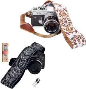 Art Tribute Black SIlver & White Woven Vintage Camera Straps Bundle Package- Great GIft for Man and Women Photographers