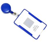 Akan Blue id Card Badge Holder with Blue Retractable Round Yoyo Reel Combo for Office, Events and More. (Pack of 20, Blue)