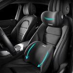 Sothuba Car Lumbar Support Pillow and Car Neck Pillow Kit, Ergonomic Car Seat Headrest & Lumbar Cushion with Adjustable Strap for Neck Back Pain Relief, for Office Chair/Truck/Wheelchair (Black)