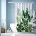 JINGYOU Shower Curtains Mould Mildew Proof Resistant, 3D HD Nature Green Leaves Bathroom Curtains, Weighted Hem with Metal Grommets, Washable Shower Curtain for Bathroom,180x200cm